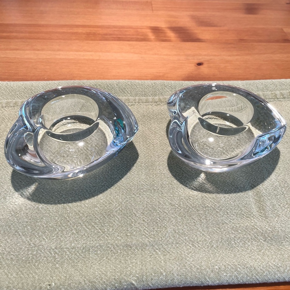 Amour Heart Shaped Crystal Votive Tealight Candle Holders Set of 2 Glass Love - Picture 5 of 16